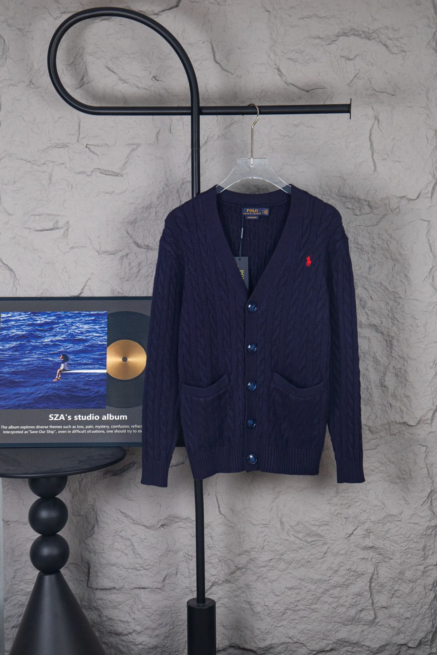 P260 2025SS Ralph Lauren Classic War Horse Small Label Twist Sweater Cardigan, the same style for men and women, this year's most popular half-zip series, made of 100% cotton material Color: Navy Blue White Gray Khaki Size: S M L XL
